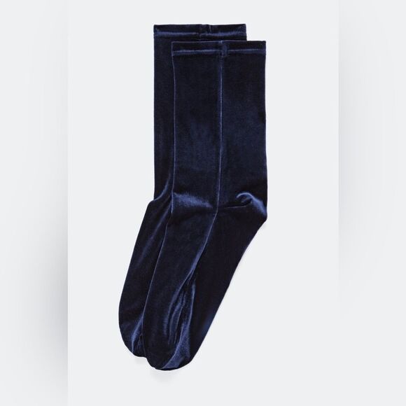 NWT L/XL 2024 Fabletics Velvet Velour Socks *Deep Navy* - Picture 1 of 3